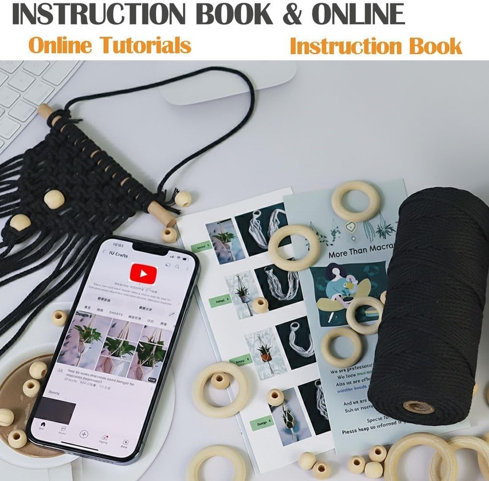 Macrame Kit for Adults Beginner DIY Craft Kits with Step by Step Instruction ...