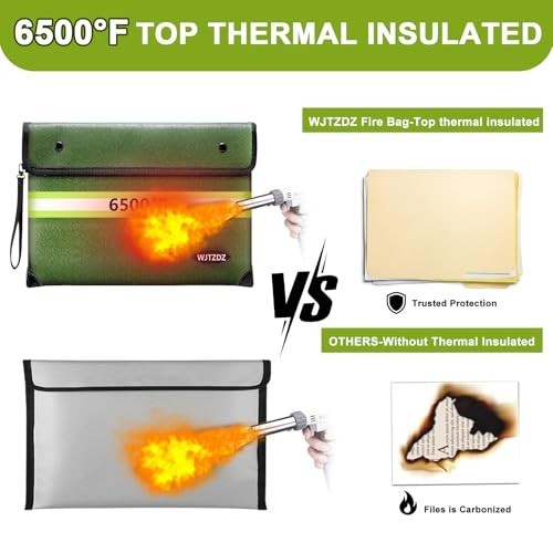Fireproof Money Bag - 10 Layers Insulation, Waterproof Zipper, Document Holder,