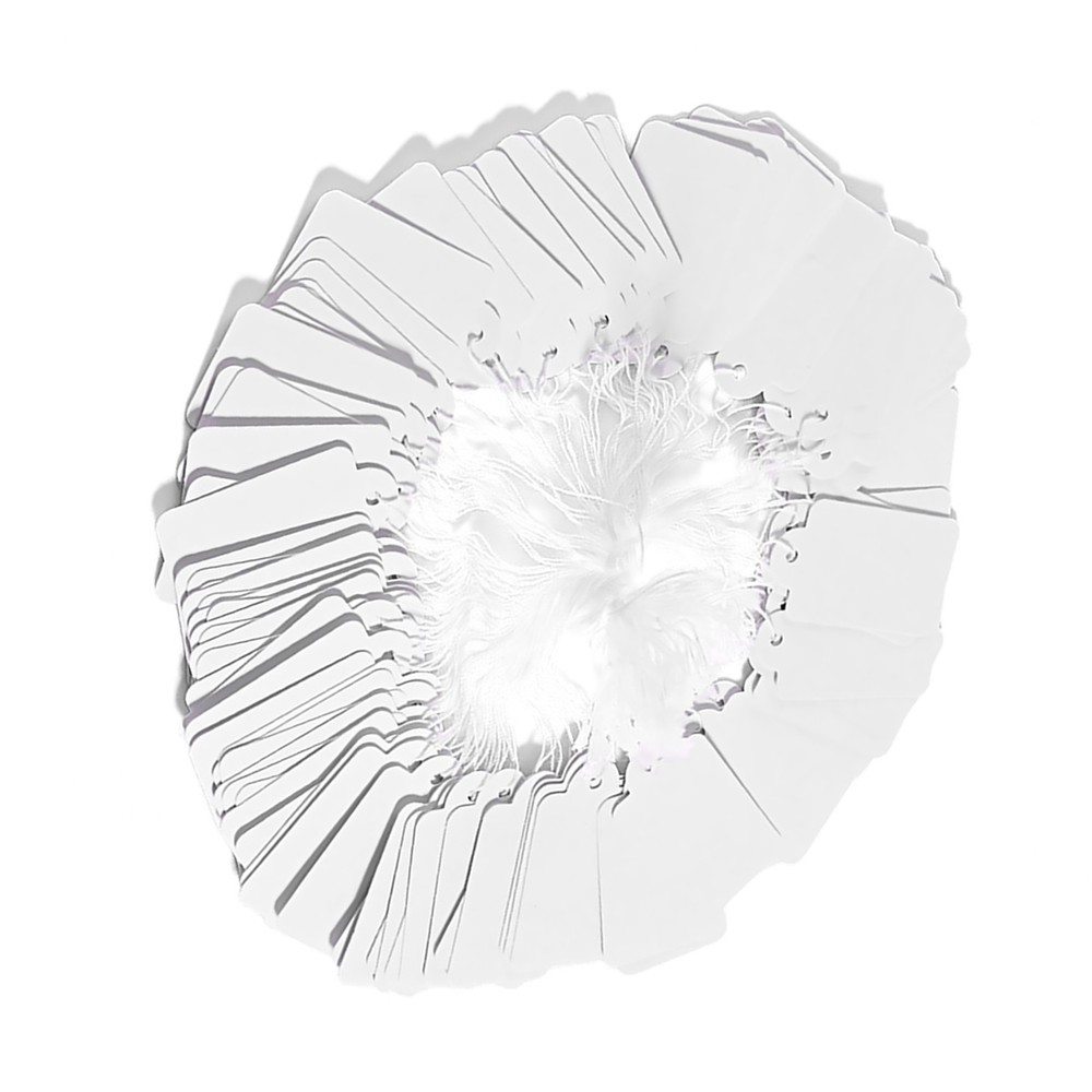 1000 Blank White Merchandise Price Tags with Strings  Retail Strung Label