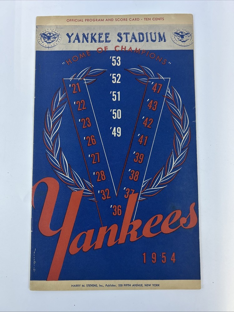 1954 Dodgers vs Yankees Program Pre-Season Exhibition Game Scored
