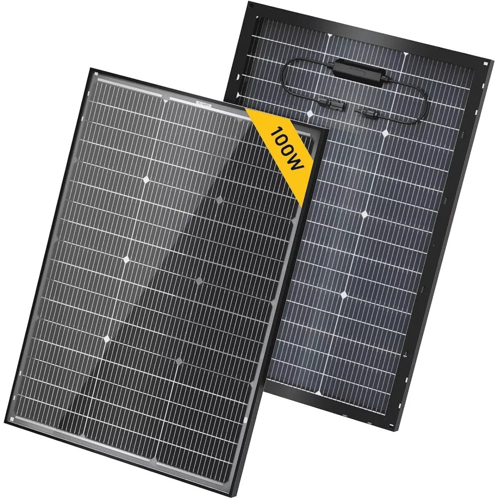 Solar Panel N-Type 100W : BougeRV 16BB N-Type 24V 100 Watt Bifacial Solar Panel