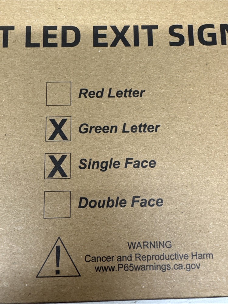 2pc LED Edge Lit Exit Sign Battery Backup Single Sided Acrylic Green L30