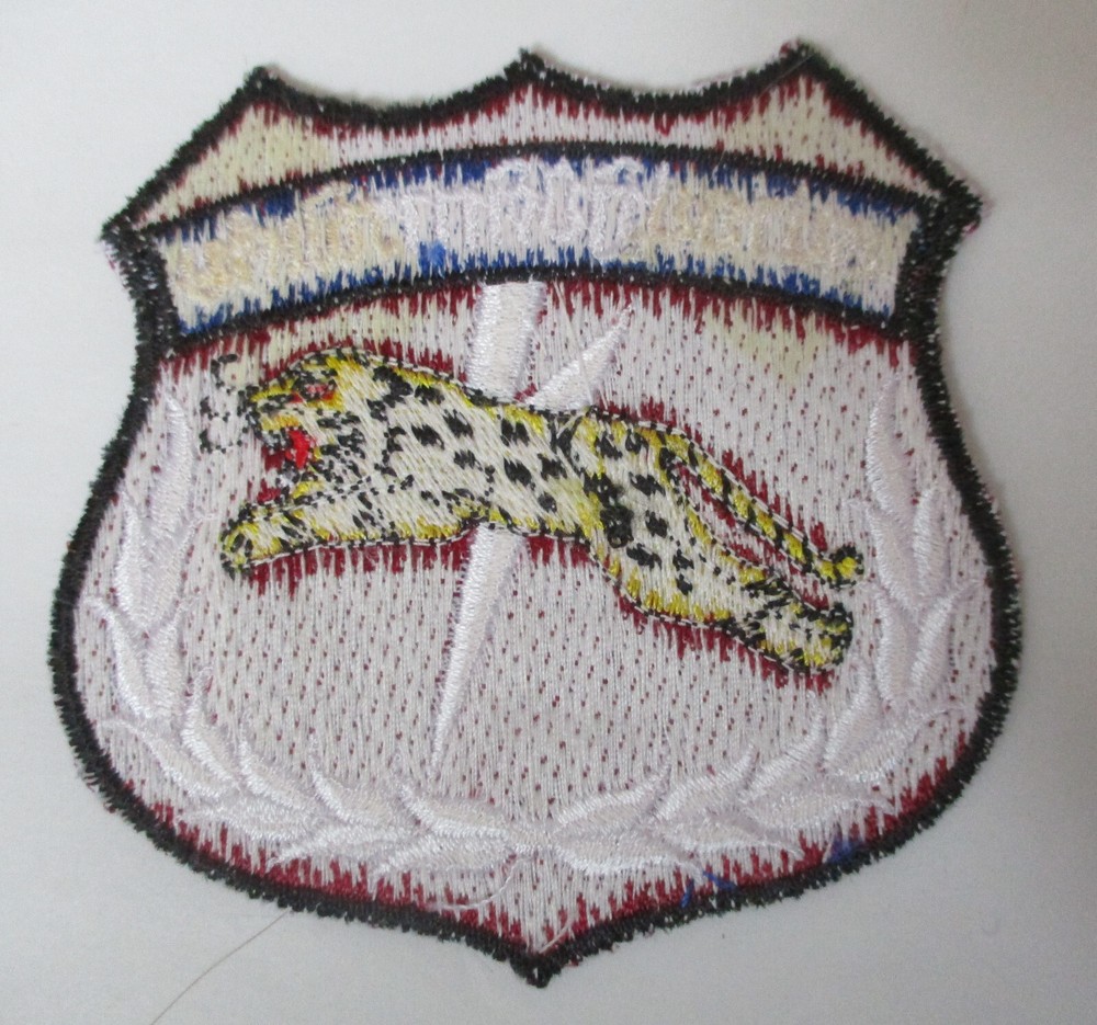 THAI LEOPARD PATCH (Blue Scroll) on Maroon Original Vintage THAILAND Made