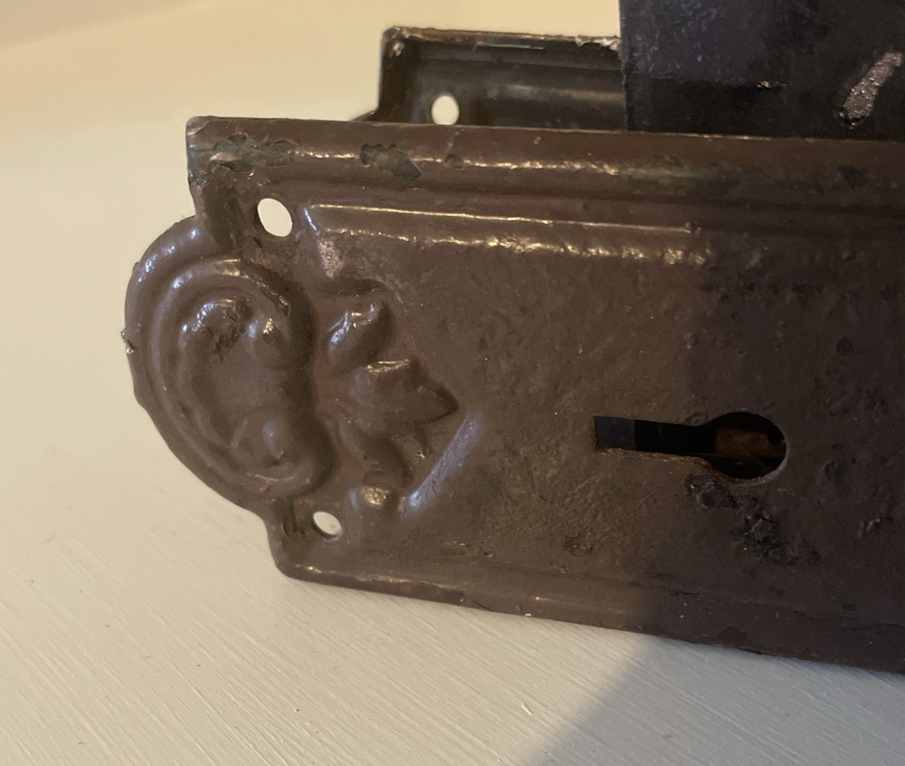 Antique mortise lock set Door Knobs Backplates