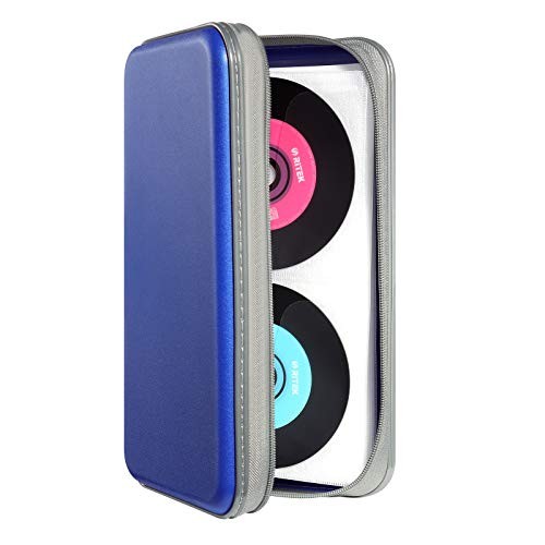 Capacity CD Case,Portable DVD Hard Plastic Case Holder CD Organizer 96 blue