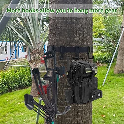 Treestand Strap Gear Hangers with Large Hooks, Lightweight Multi-Hook Black