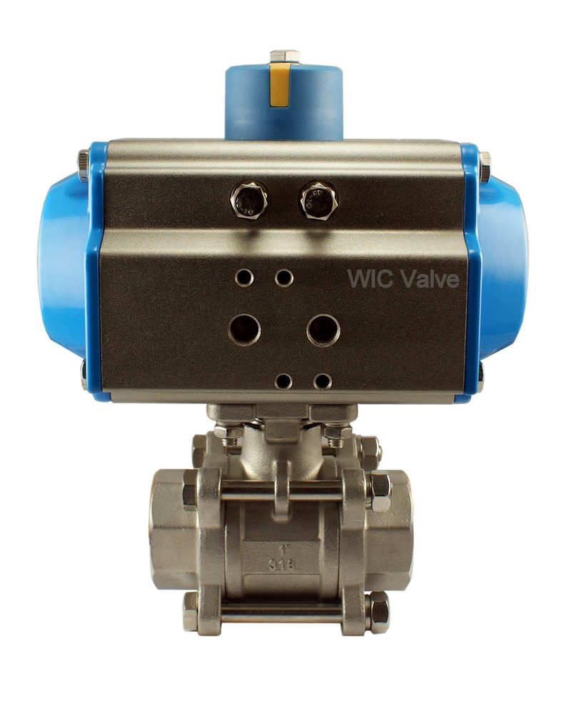 3/4" Pneumatic Air Actuated Stainless Ball Valve Single Acting Spring Return