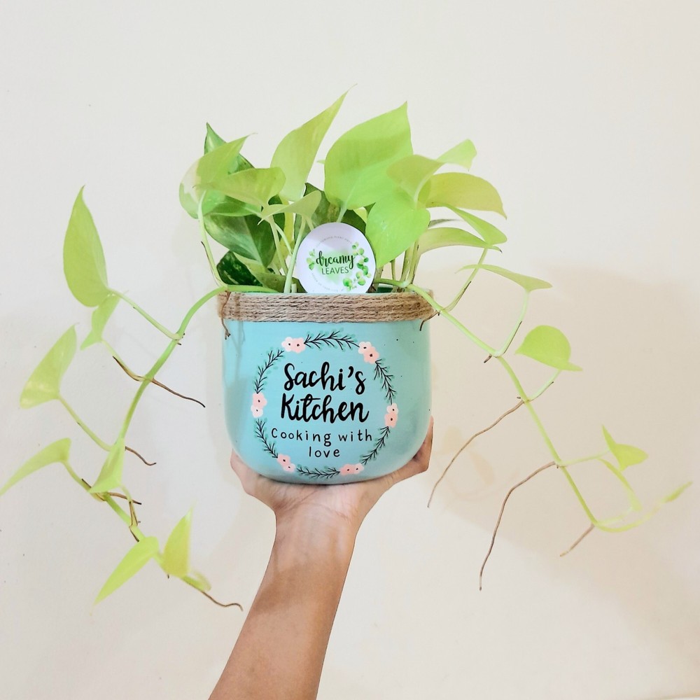 Custom Hand-Painted Planter with Personalized Wording – Kitchen Decor