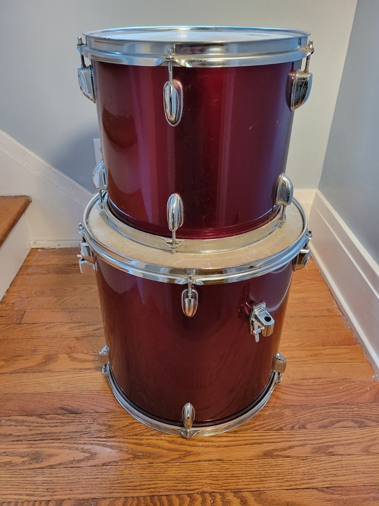 🔥🔥16” Floor Tom & 14" Mount Tom Maroon Check 📸 🔥🔥