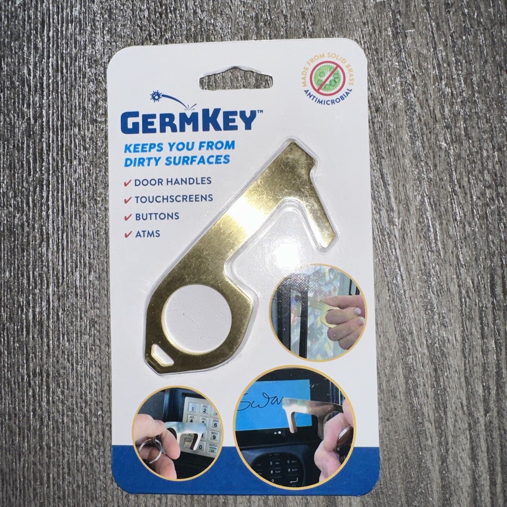 Germ Key - Solid Brass Antimicrobial - New In Original Pac