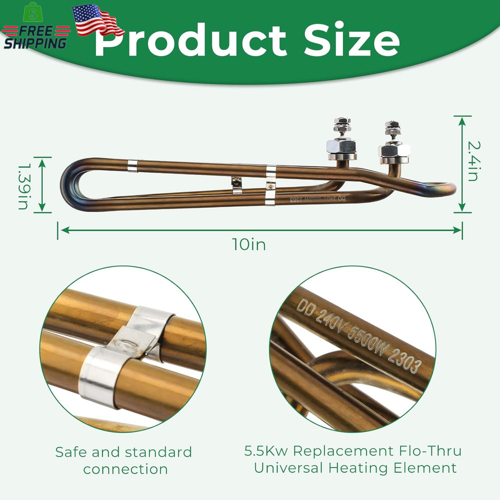 5.5KW 240V Titanium Flo-Thru Universal Heating Element, Hot Tub Heater Element w
