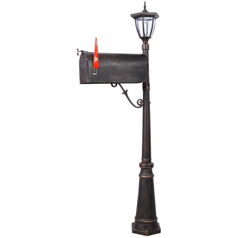 Mailbox Post Light Combination Kit Post with Mailbox Fluted Base Decorative