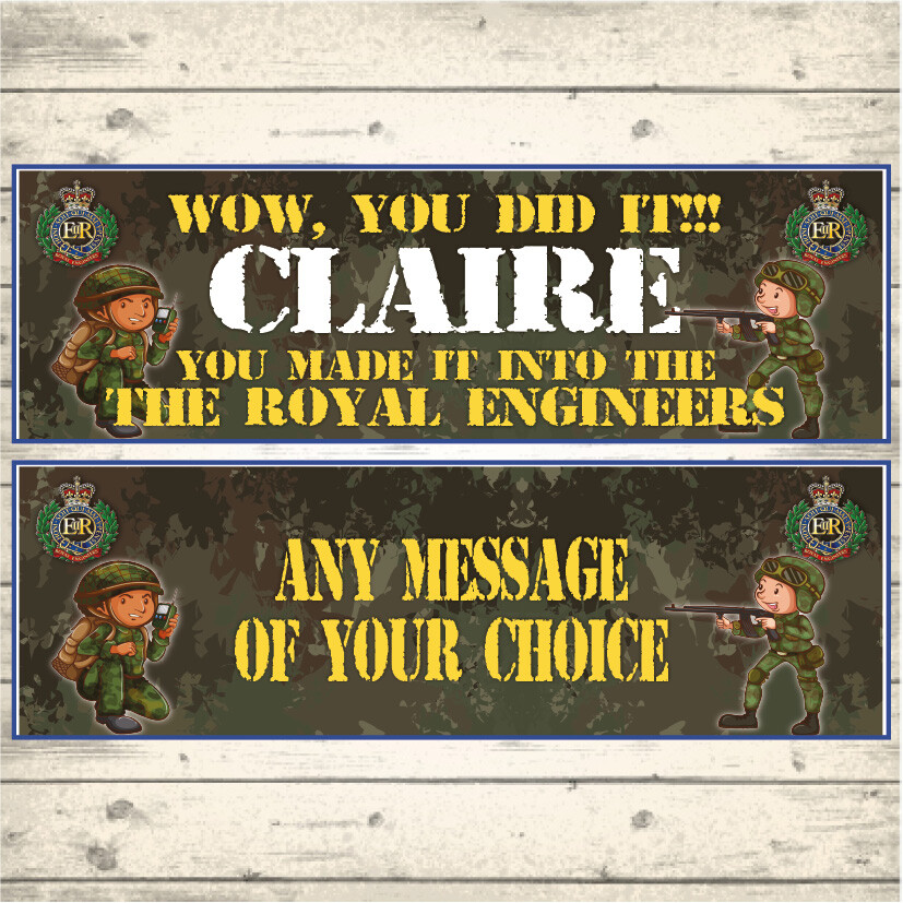2 PERSONALISED ROYAL ENGINEERS BANNERS - DESIGN 2