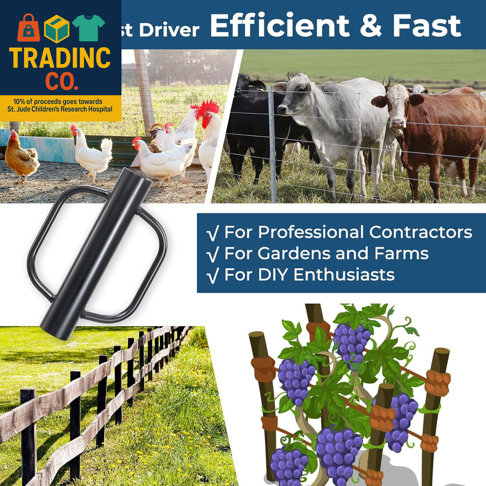 Fence Post Driver, 12LBS Fence Post Driver with Handle, 2.7 Inch Inner Diameter