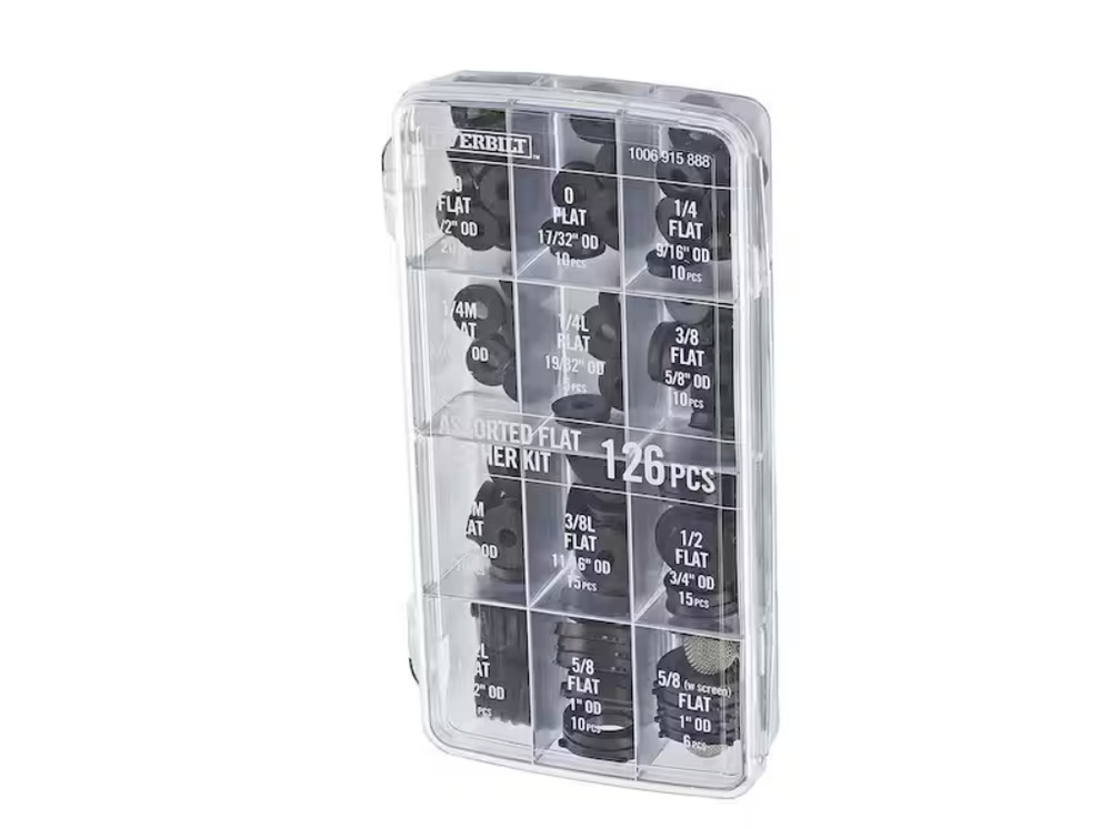 Everbilt Flat Rubber Washer Pro Assortment Kit (126-Pieces)-Missing some