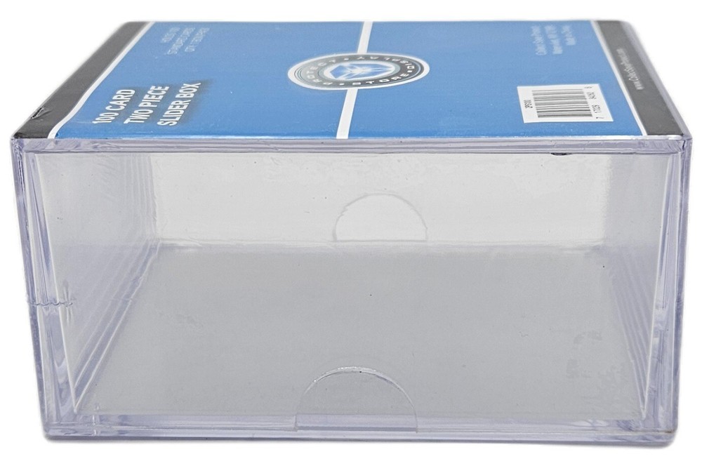 (3-Pack) CSP 100 Card Size Slider Box Stackable Plastic Card Storage Cases