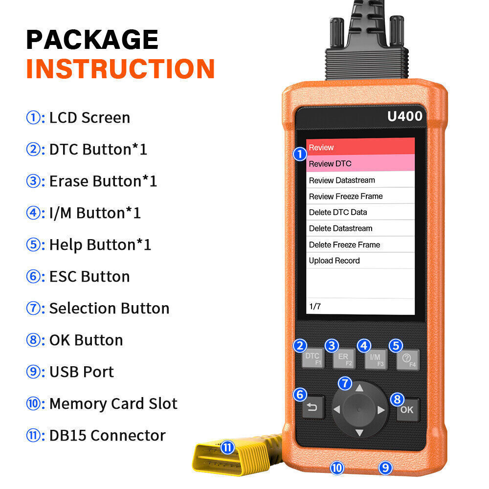 LAUNCH U400 OBD2 Scanner Car Auto Diagnostic Tool Oil EPB Reset AT Code Reader