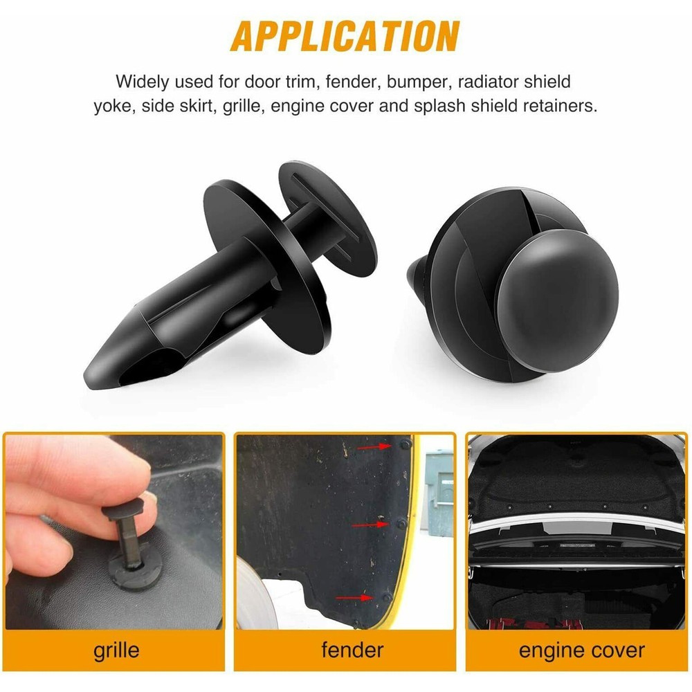 200 Pcs Bumper Fastener Rivet Plastic Clips 6 Size Retainer Push