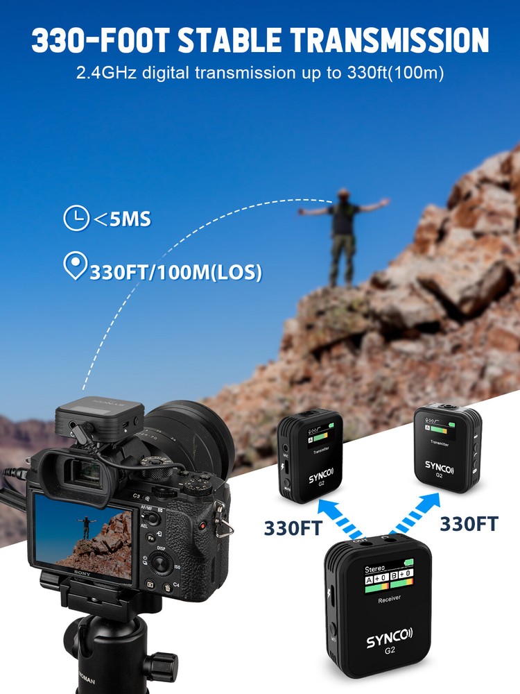 SYNCO G2(A2) Wireless Lavalier Microphone for Camera Phone Online Class Vlog