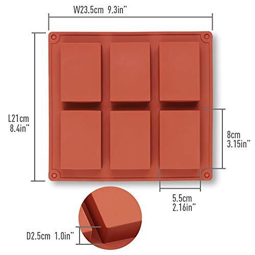 6 Cavities Silicone Soap Bar Mold Rectangular Soap Bar Maker, 3 Pack