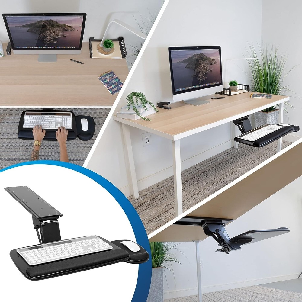 Mount-It! Under Desk Keyboard Tray, Adjustable Keyboard and Mouse Drawer 