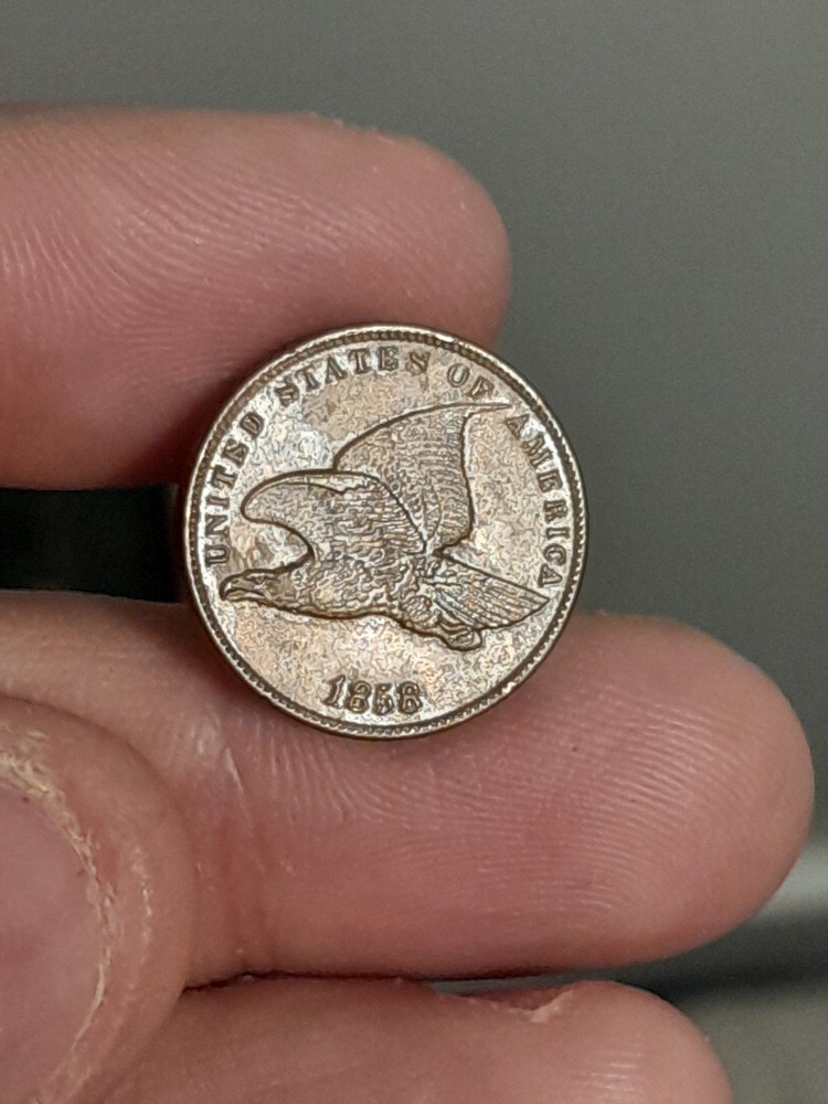 1858 Small Letters Flying Eagle Cent - AU Details (Scrached Reverse)