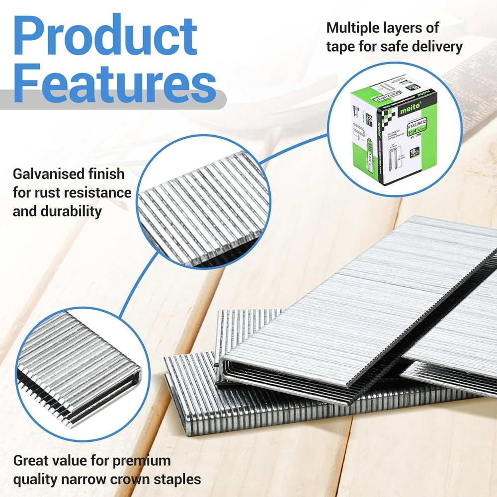 1-1/4" 18 Gauge Heavy-Duty Galvanized Staples - Sharp Chisel Point, 4,000 pcs