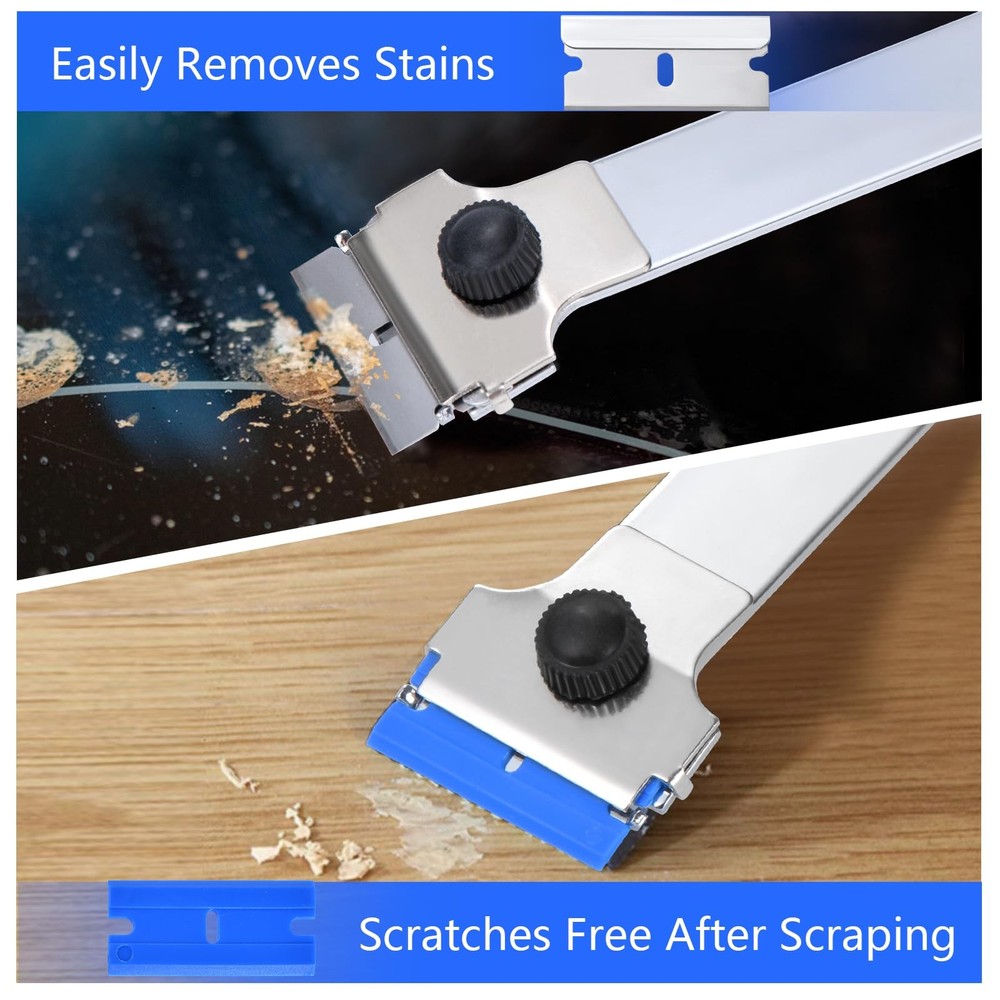 Razor Blade Scraper Tool with 20 Extra Replacement Blades (Metal & Plastic)