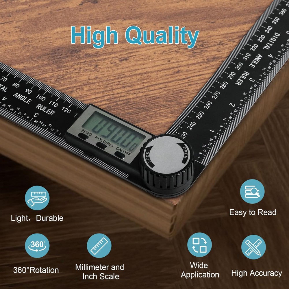 Third Generation Protractor Angle Finder, Digital Angle Ruler with 7inch/200m...
