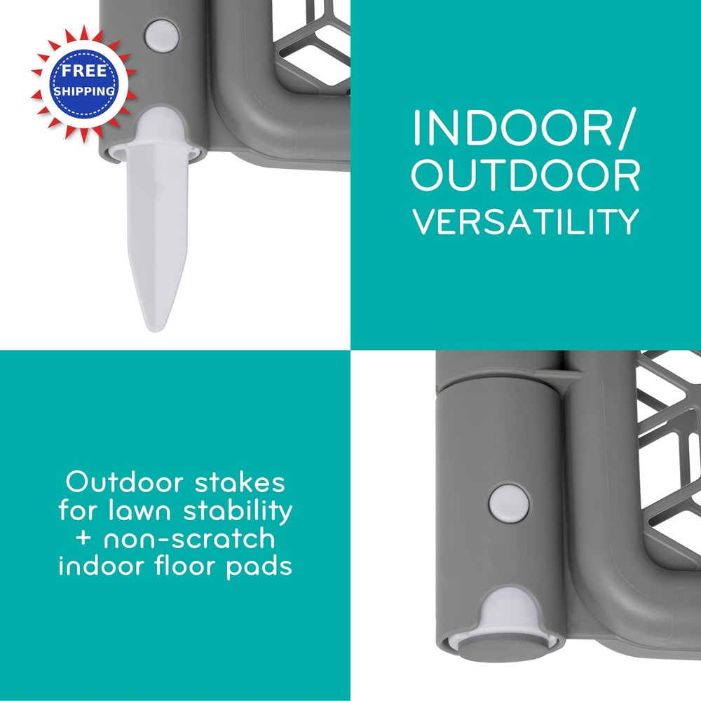 Play Space Adjustable 6 Panel Cool Gray Evenflo Versatile Area