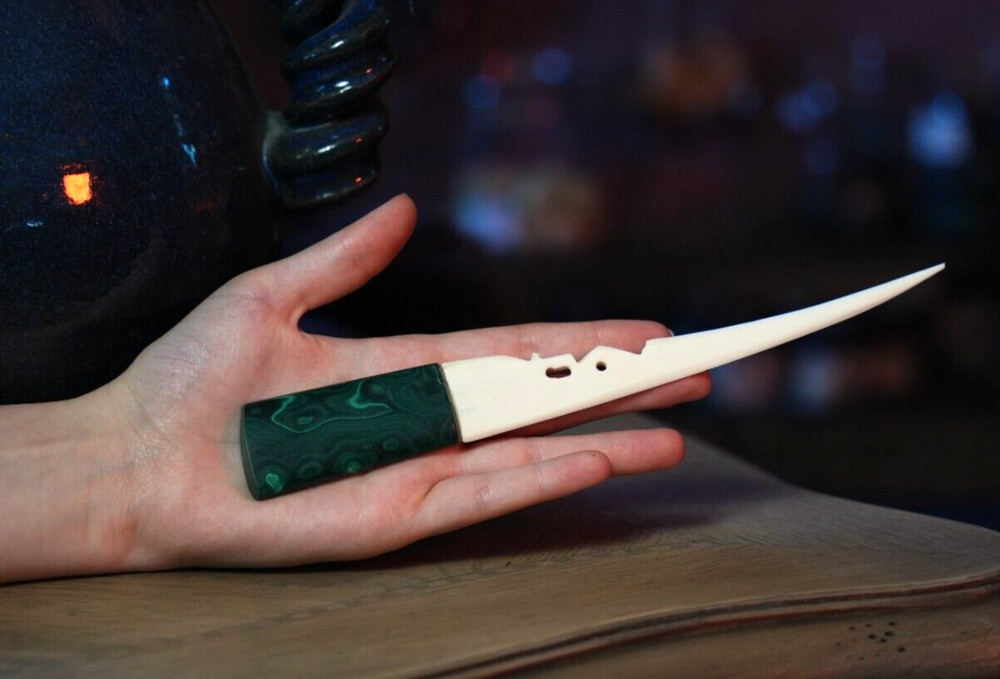 Malachite and Bone Athame