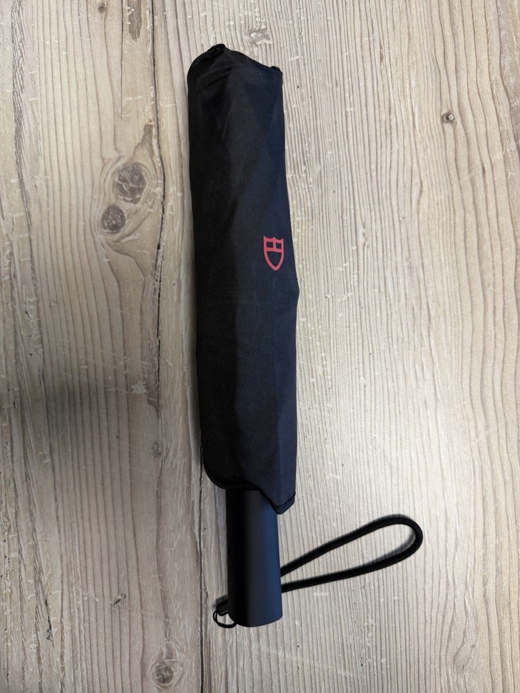 Tudor Black Automatic Folding Umbrella Red Shield Logo NEW Compact Windproof