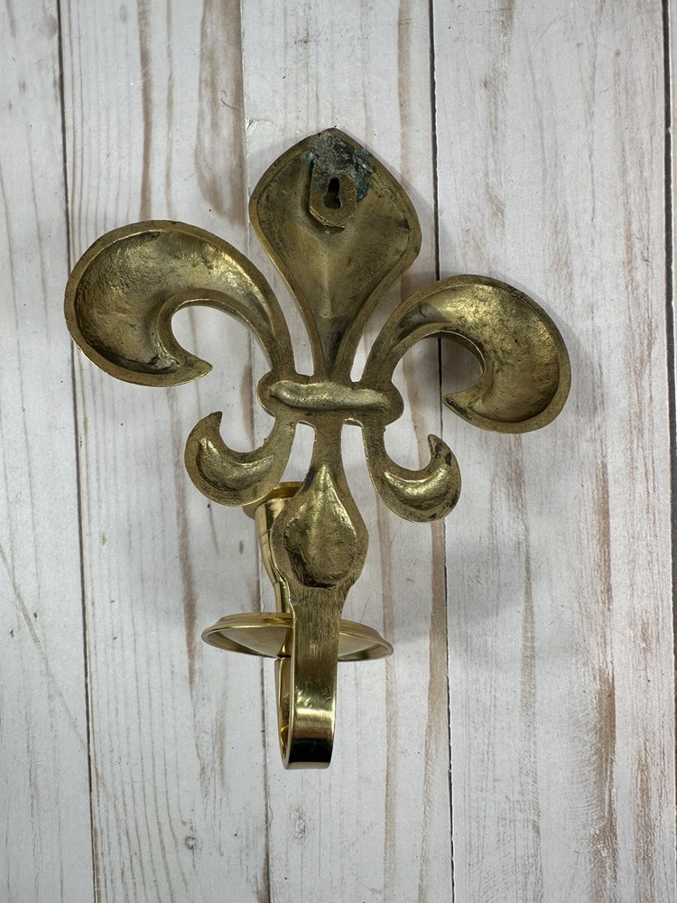 Past Times Fleur-De-Lys Wall Sconce, Brass, Made In India