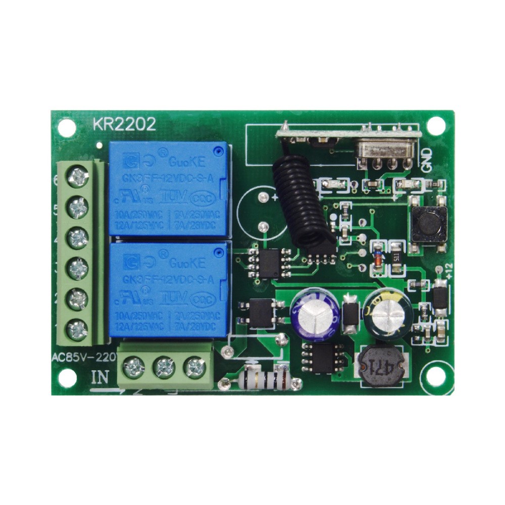 433Mhz Universal Wireless Remote Control Switch 85-250V 2CH Relay Receiver Kit r