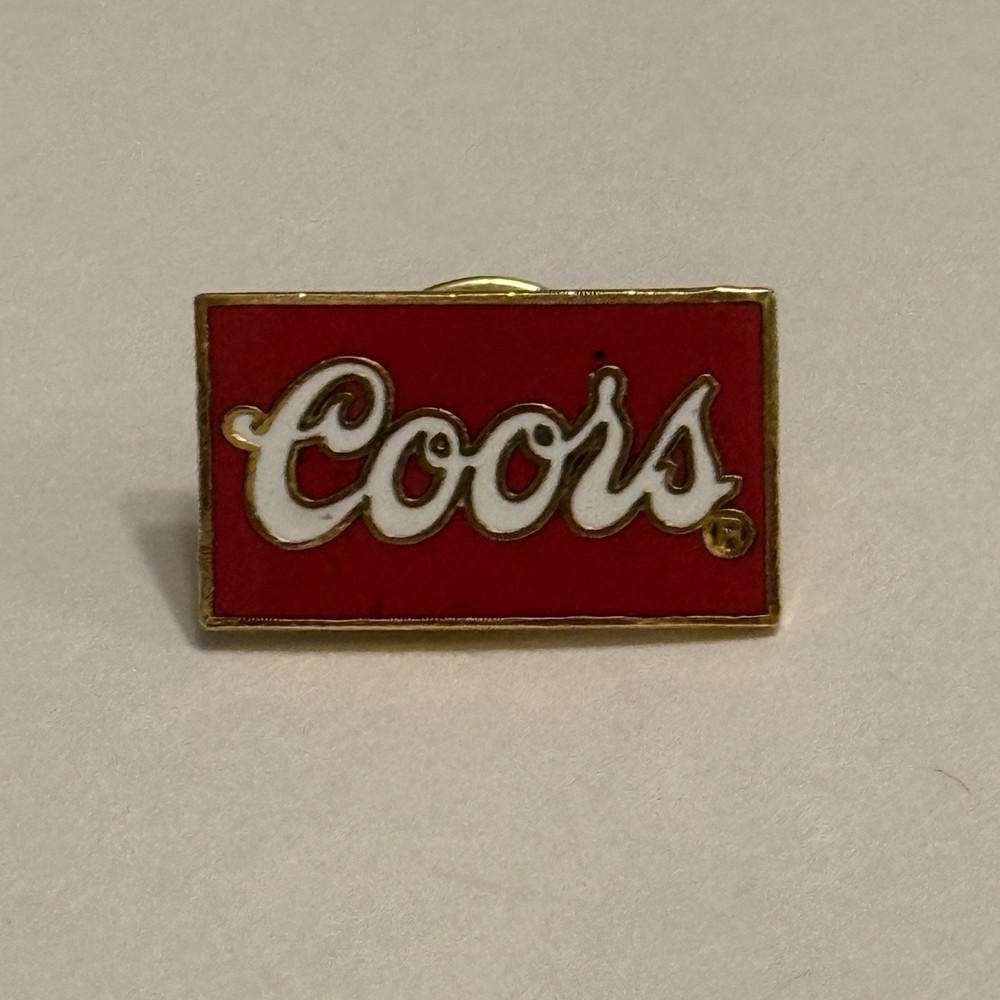 Coors Red Script Logo Enamel Lapel Pin Beer Rectangle VTG