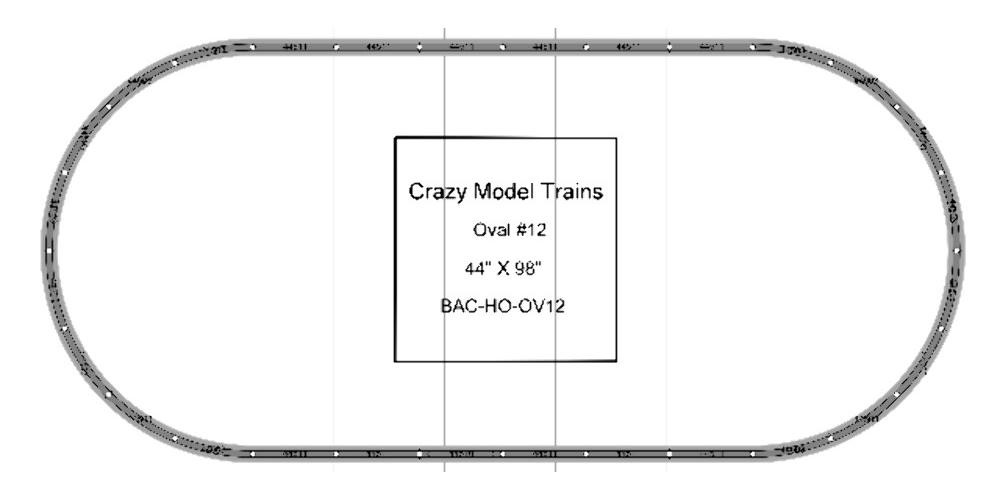 Bachmann E-Z Track HO Scale Oval #12 Basic Train Track Set - 44" X  98"