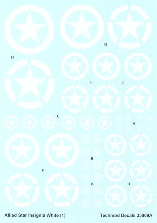 Techmod Decals 1/35 ALLIED ARMOR STAR INSIGNIA WHITE