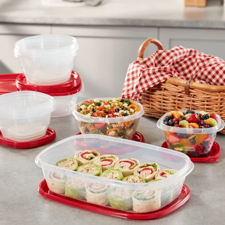 Rubbermaid TakeAlongs 10 Pack Square Food Storage Containers Ruby Red Kitchen