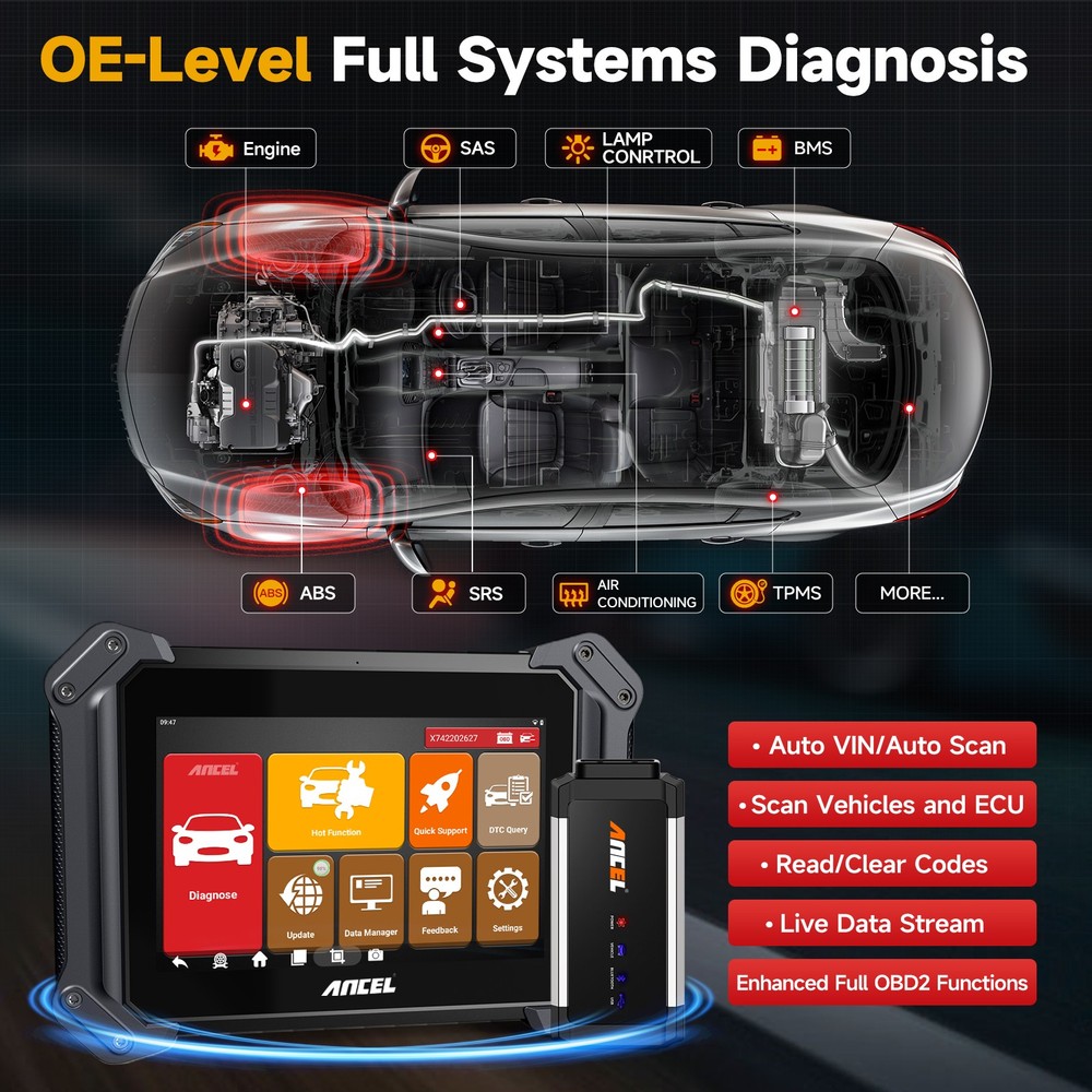 ANCEL V6 PRO Bi-directional OBD2 Scanner All System Diagnostic Key Programming