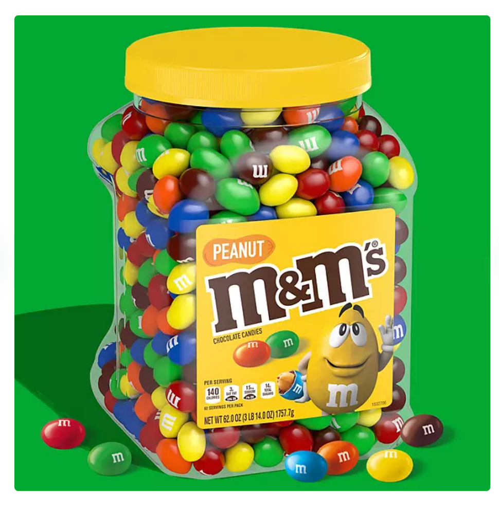 M&M'S Peanut Milk Chocolate Candy Bulk Jar (62 oz.)