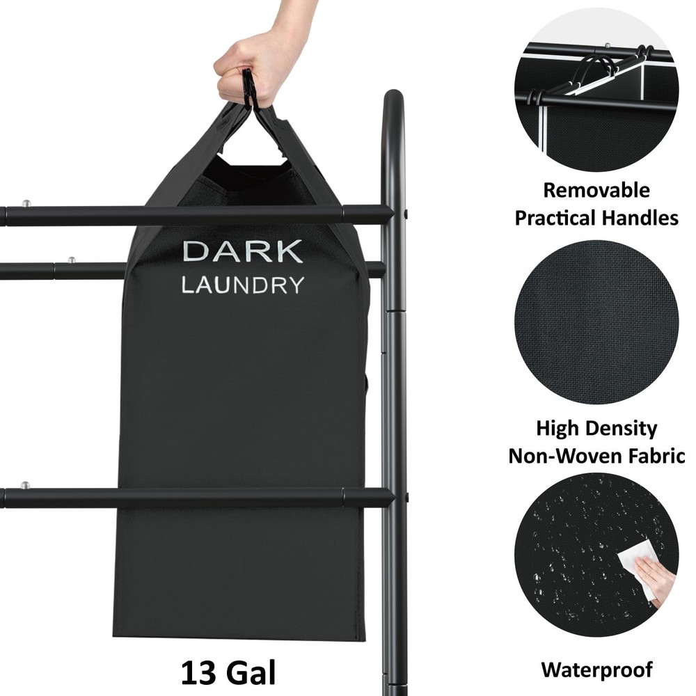 5-Section Laundry Sorter Cart, Large Laundry Hamper with Lockable Rolling Whe