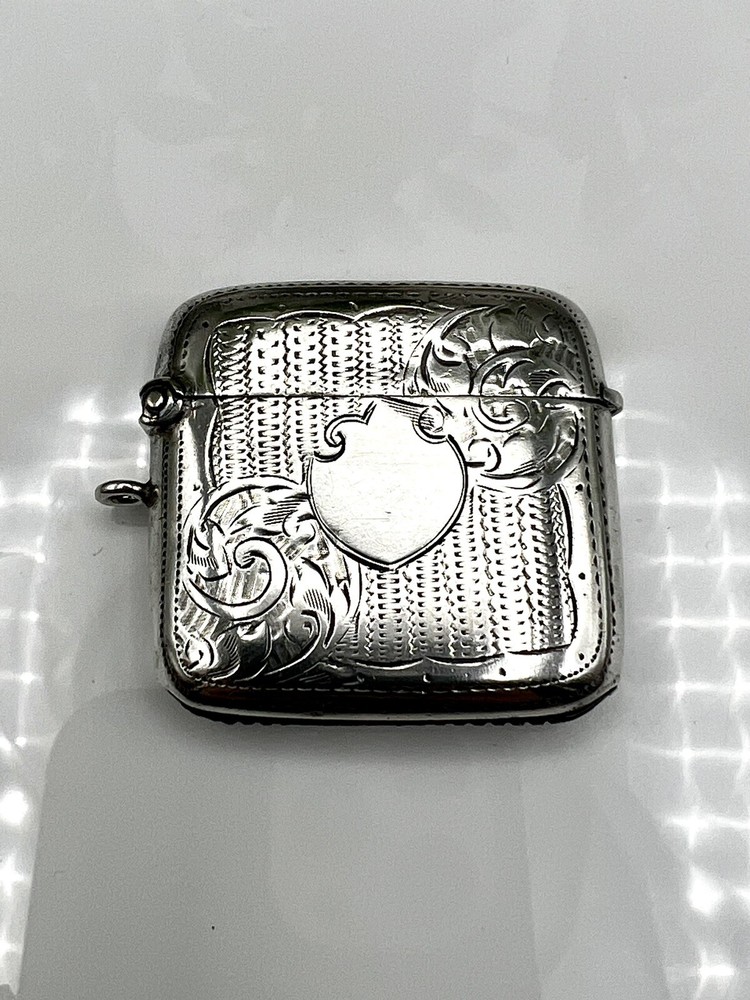 Edwardian Solid Silver Vesta Case Birmingham 1911 W H Haseler