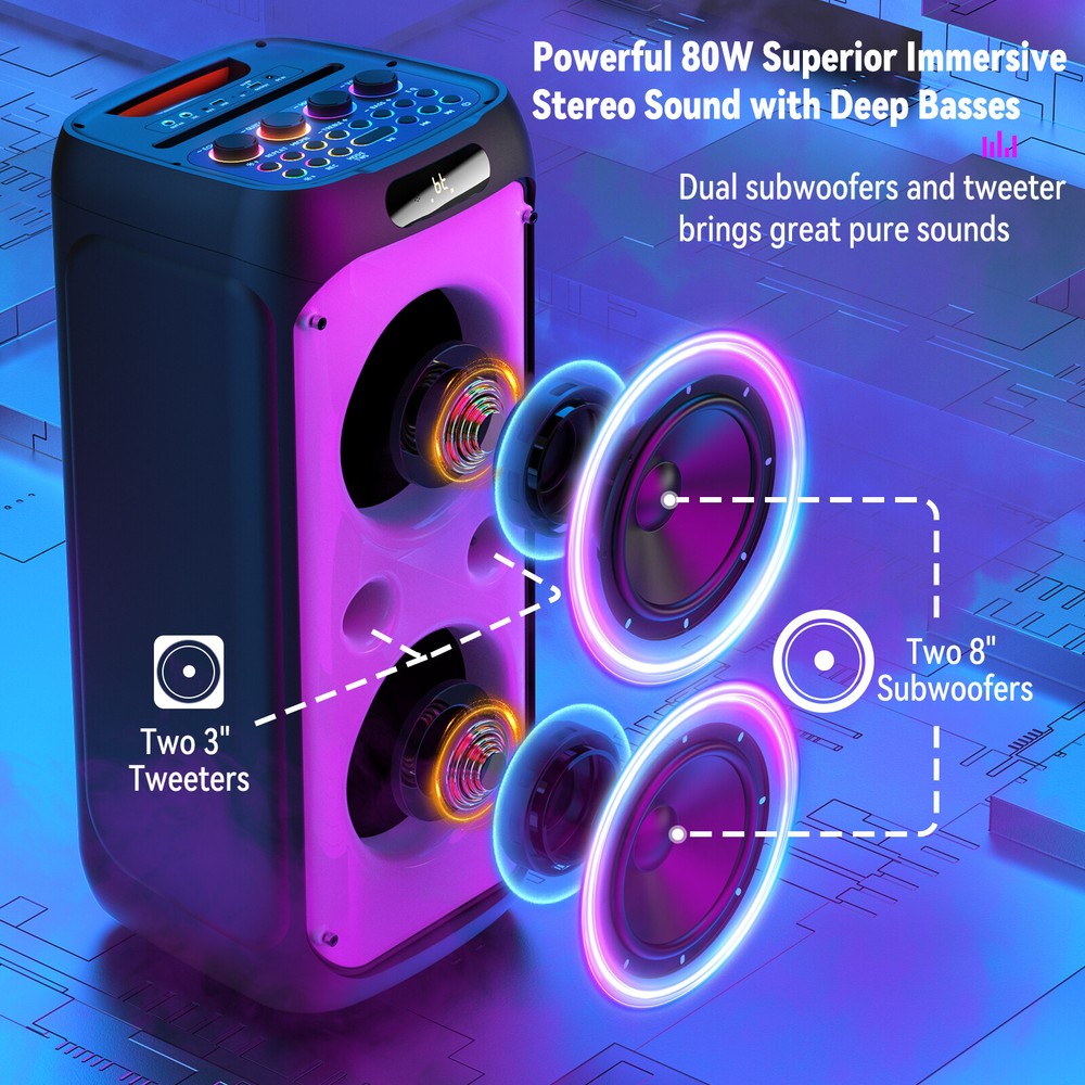 Bigger Powerful Bluetooth Speaker Party Speaker Karaoke Machine +2 Microphones