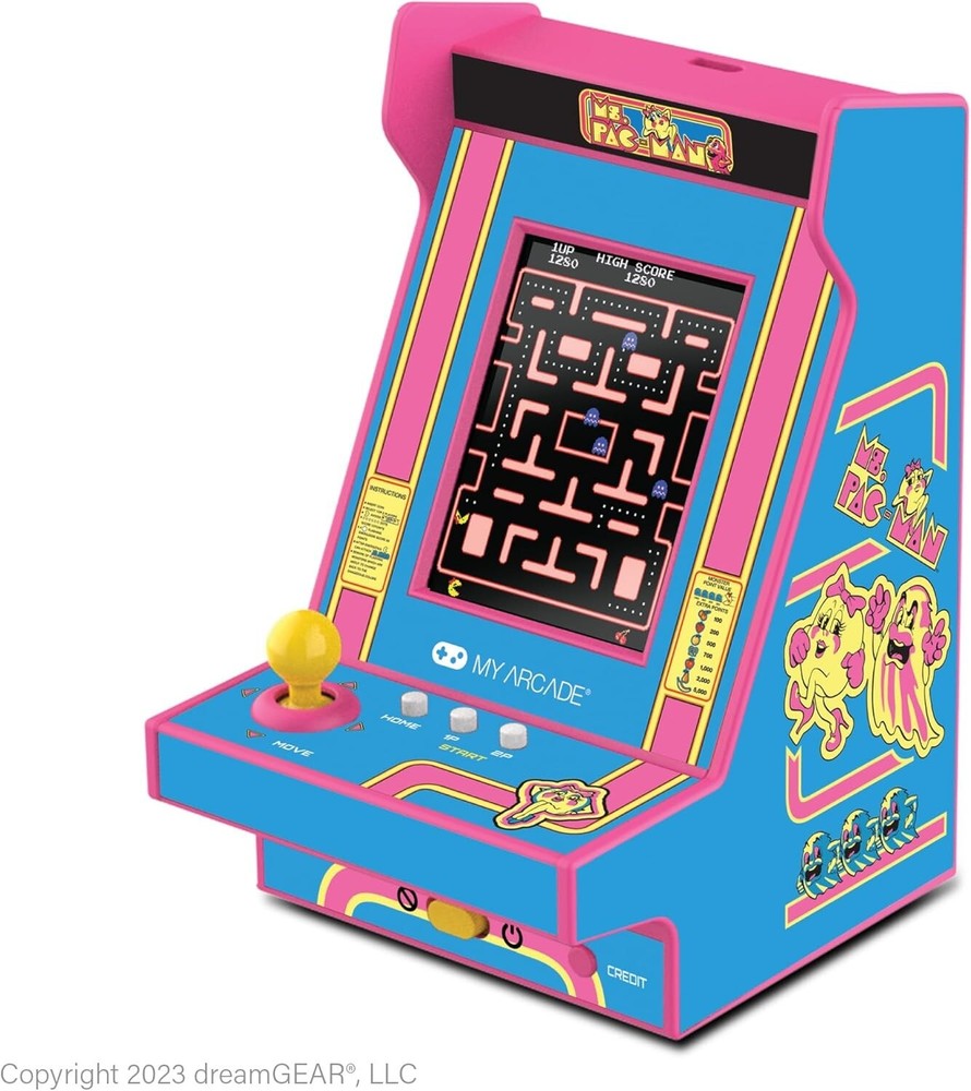 Compact Ms. Pac-Man Arcade Machine - 2.4" Screen & Built-in Speaker for Gamers