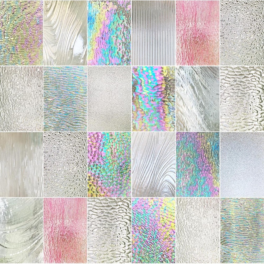 Clear Textured Stained Glass Sheets Variety Pack for Creative Projects