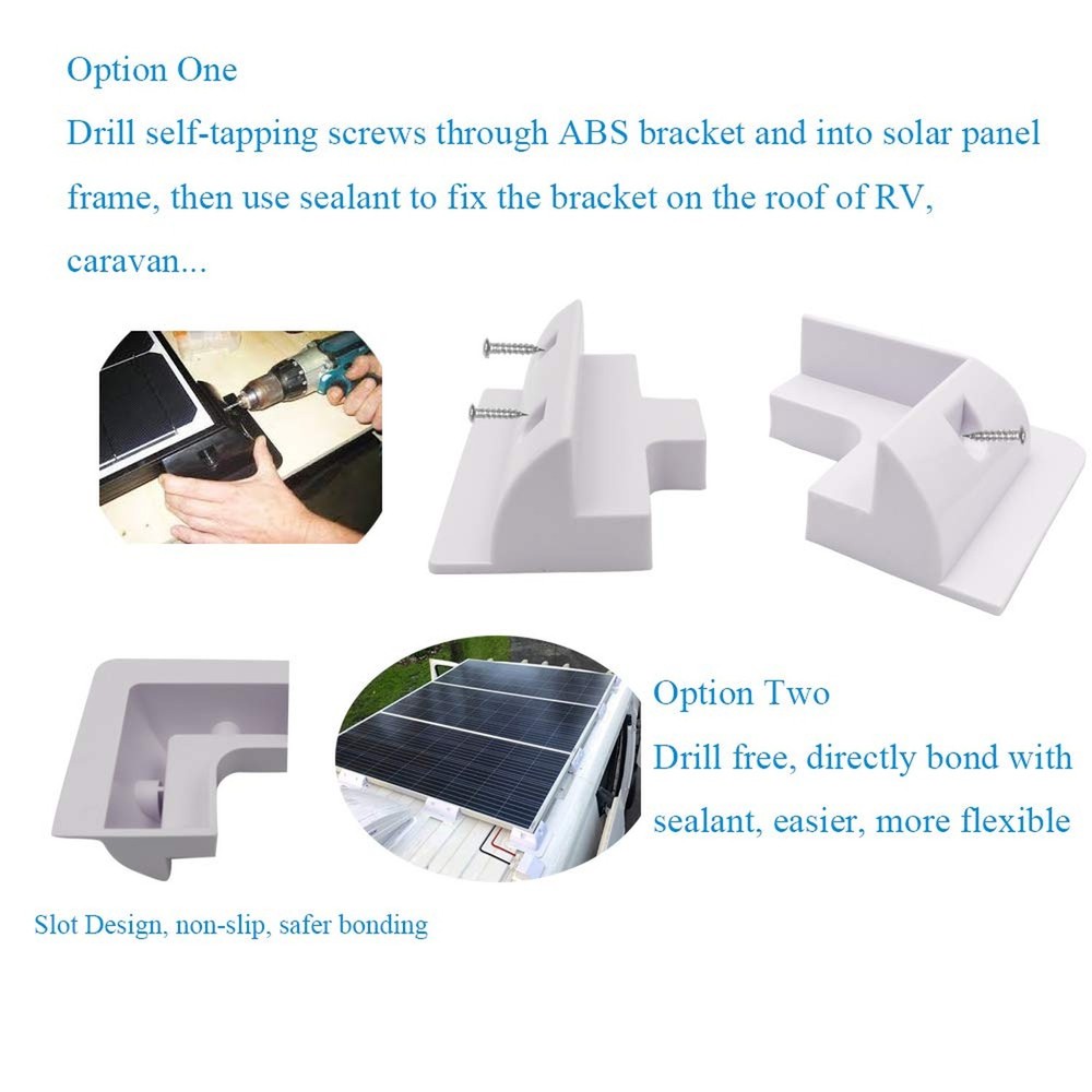 Solar Panel Mounting Brackets ABS Corner Bracket Kit 7PCS, Drill-Free Widely ...