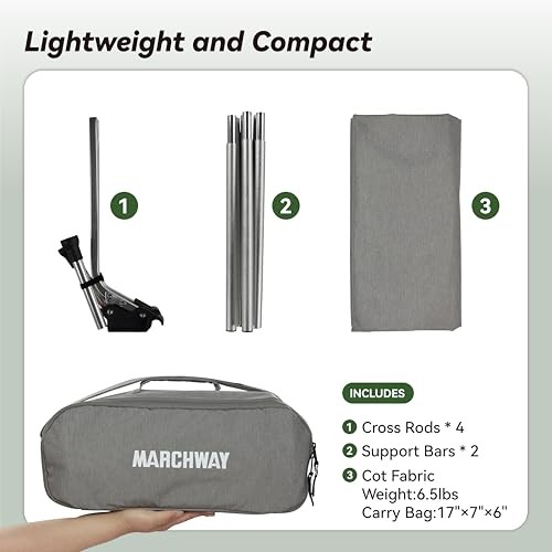 Lightweight Folding Tent Camping Cot Bed with Lever Lock, Easy Setup Grey