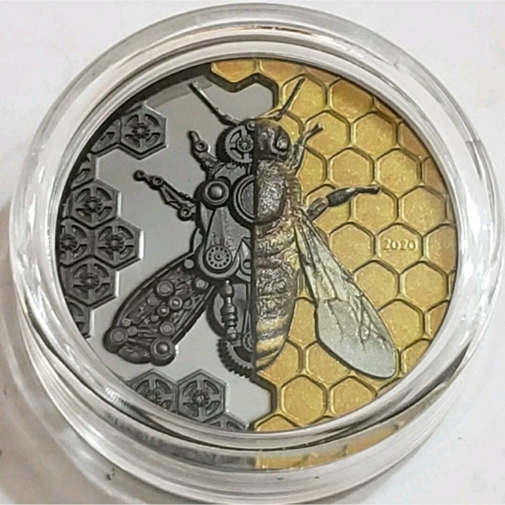 2020 2000 Togrog Mongolia Clockwork Evolution MECHANICAL BEE 3 Oz Silver Coin.