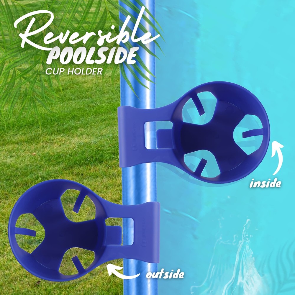 6pack Blue Poolside Cup Holders Compatible With Above Ground Pools With 2 Inch
