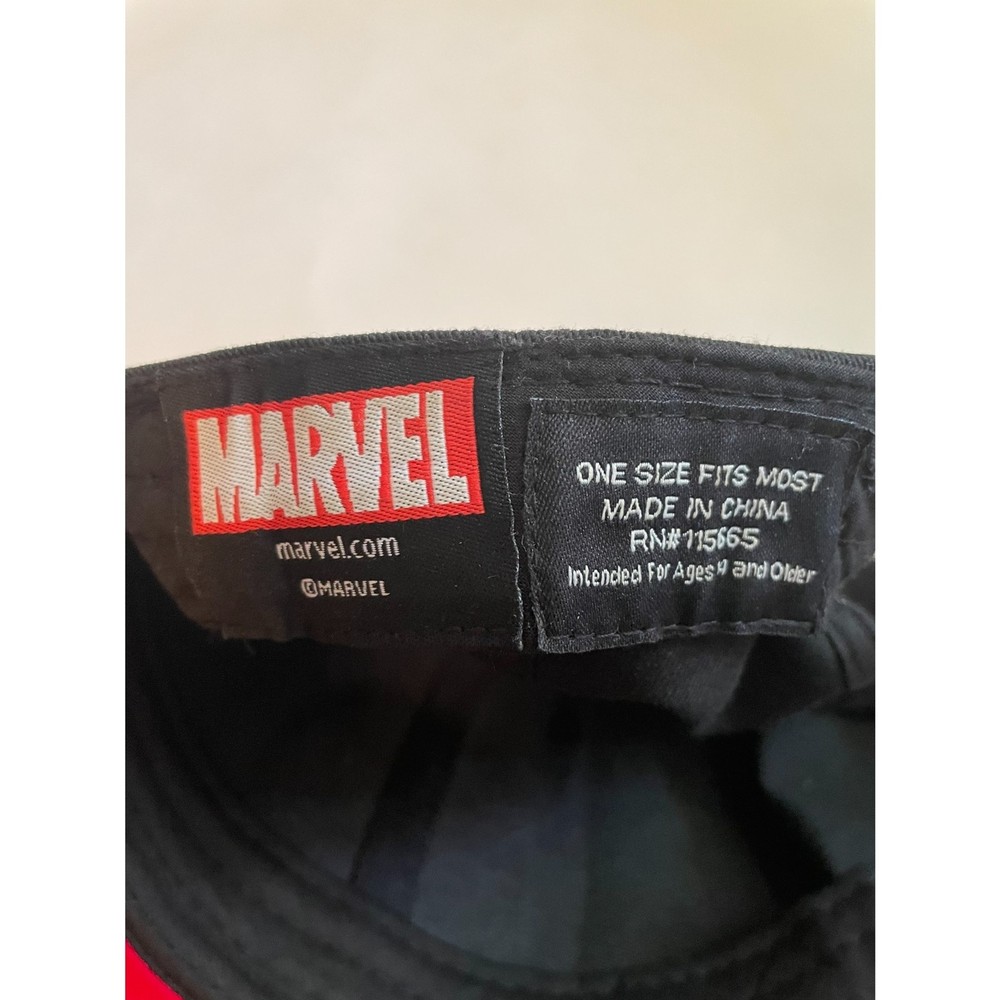 Marvel Deadpool Icon Snapback Hat Adjustable Black Hat Red Brim